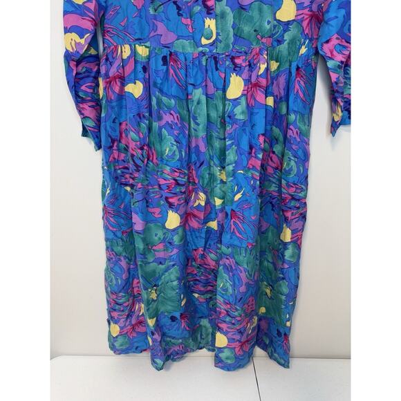 Victorias Secret Vintage Gold Tag Floral Silk Dress Size Medium 90s Mom Look - Picture 3 of 7